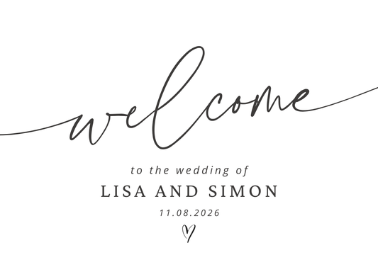 Printed Wedding Welcome Sign - Full Color Custom Design