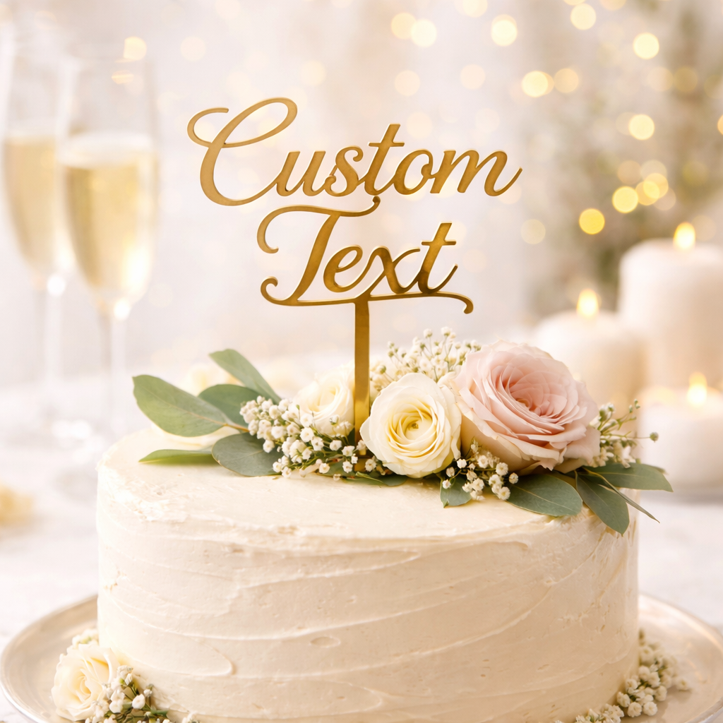 Personalized Wedding Cake Topper - Custom Names & Date