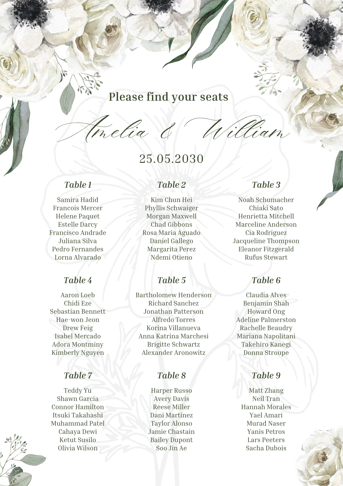 A1 Seating Plan - Custom Design