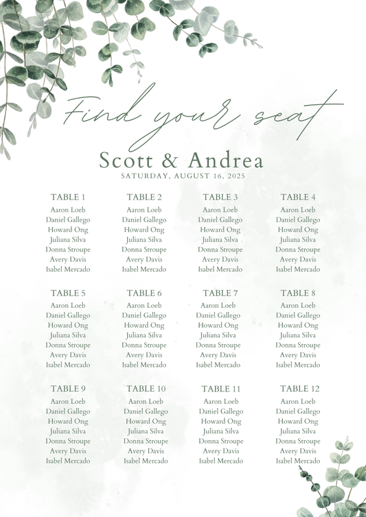 Personalised Table Plan