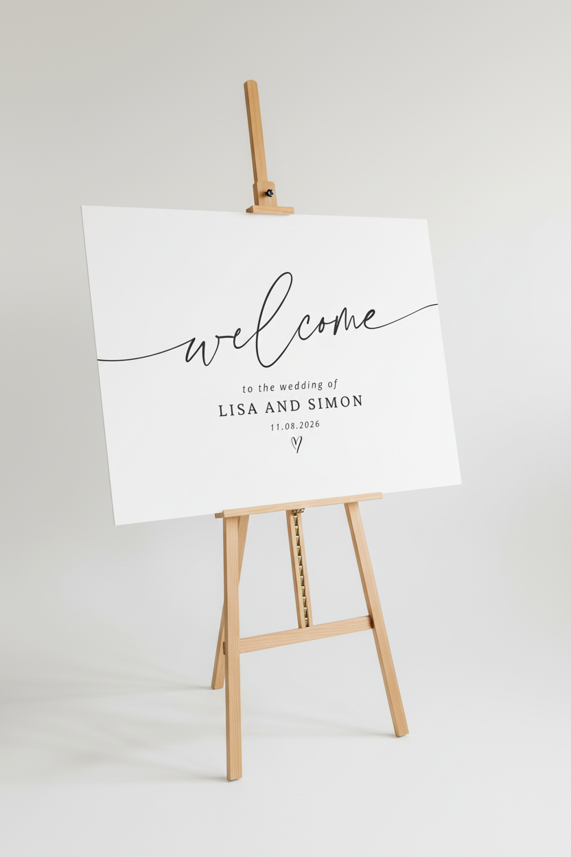 Wedding welcome sign on easel